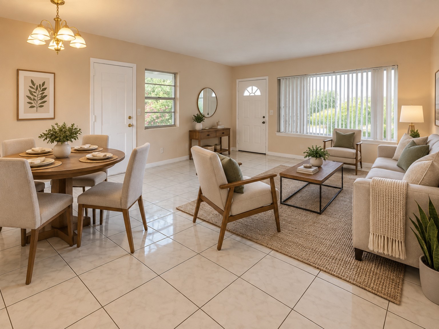 Bright furnished residential living space shared for All Heart Initiative housing storytelling